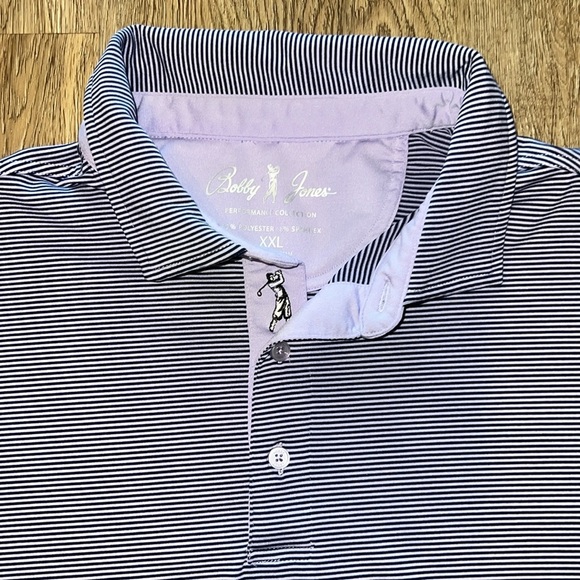 Bobby Jones Performance Mini Feed Stripe Short Sleeve Polo Shirt XXL - Picture 1 of 8